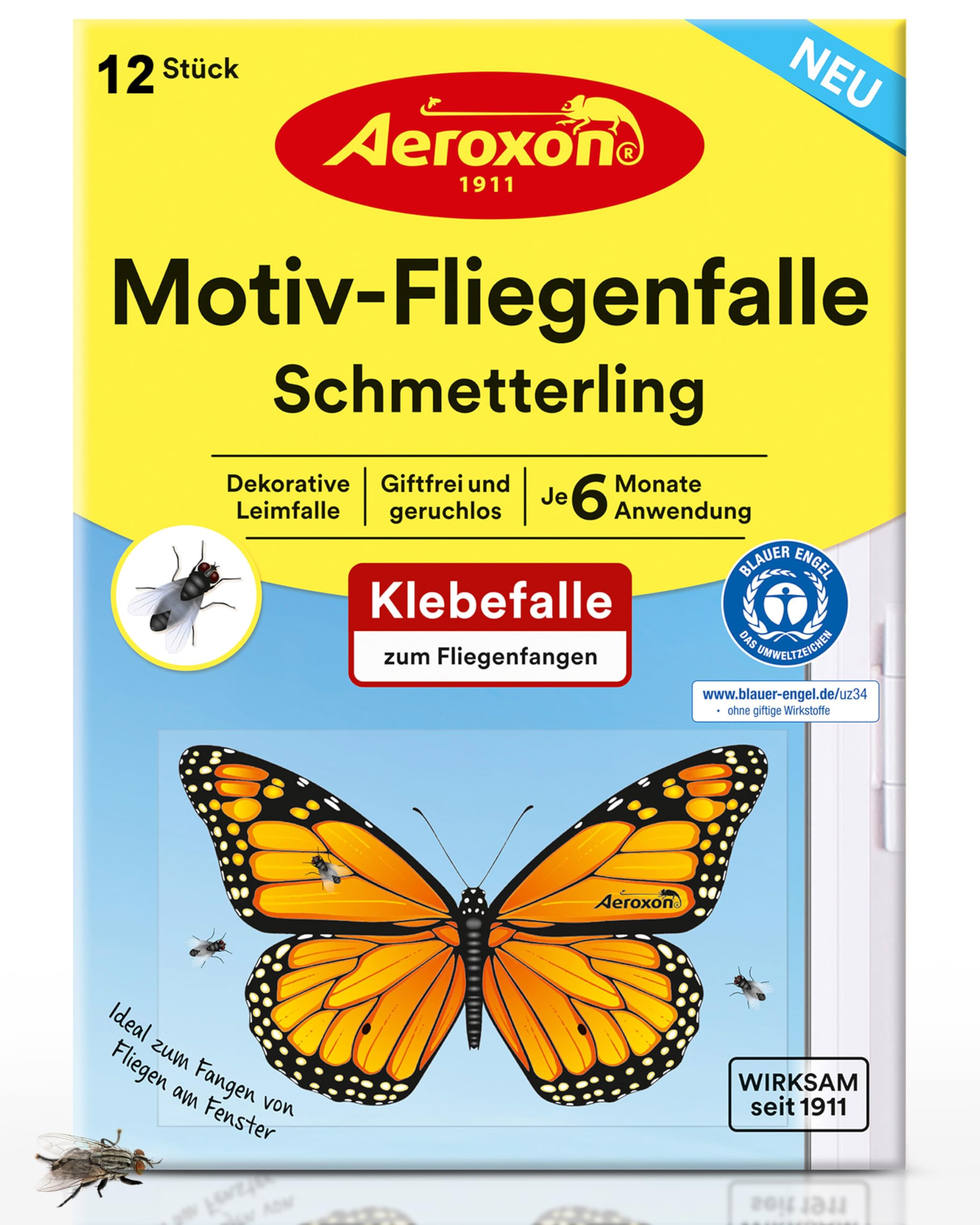 aeroxon-motiv-fliegenfalle-schmetterling-12er-fenster-klebefalle image 1
