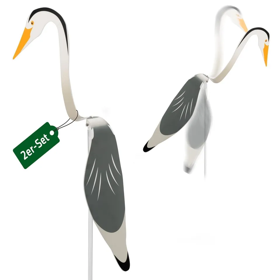 gardigo-vogel-frei-fischreiher-abwehr-twist-gartenfigur-2er-set-teich image 1