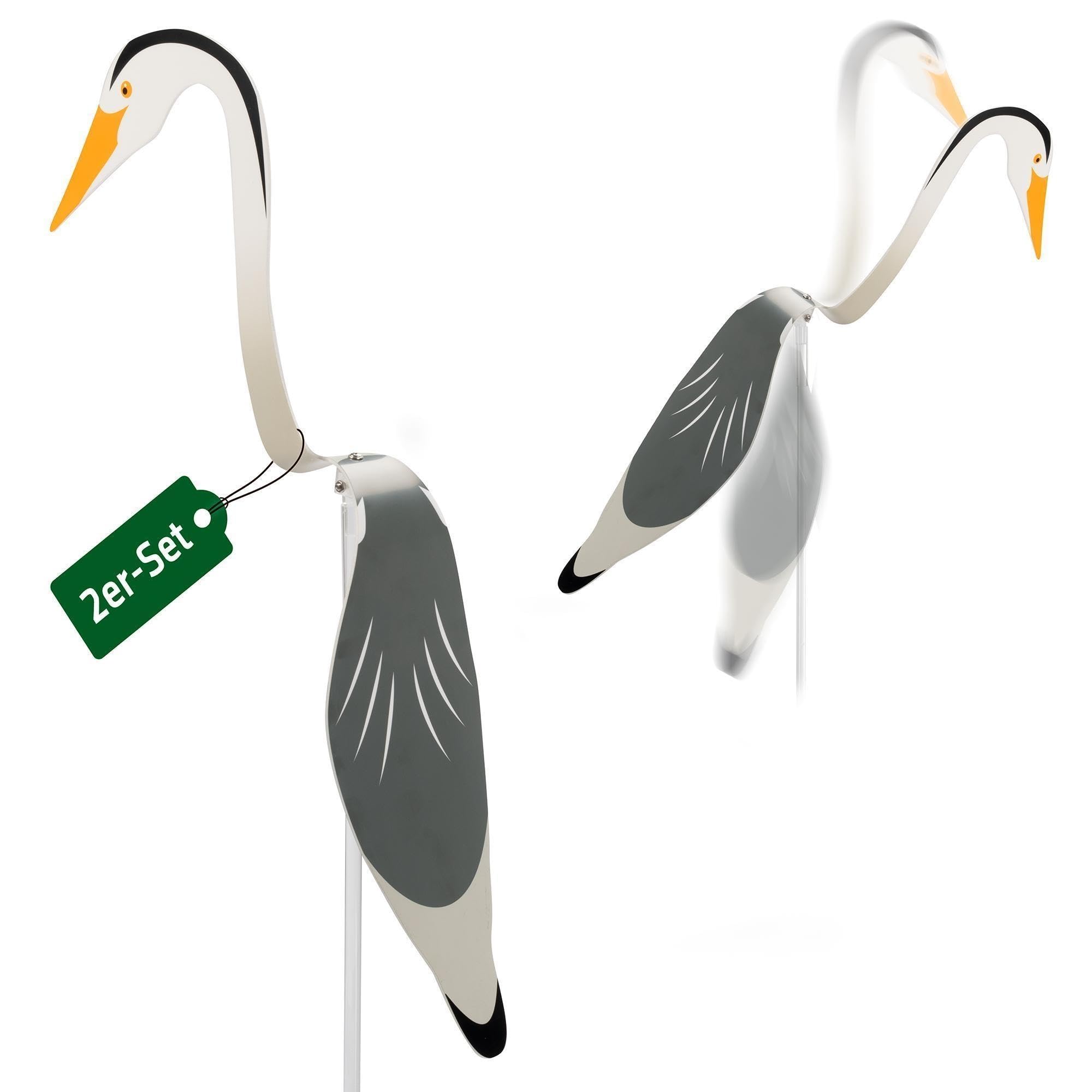 gardigo-vogel-frei-fischreiher-abwehr-twist-gartenfigur-2er-set-teich image 1