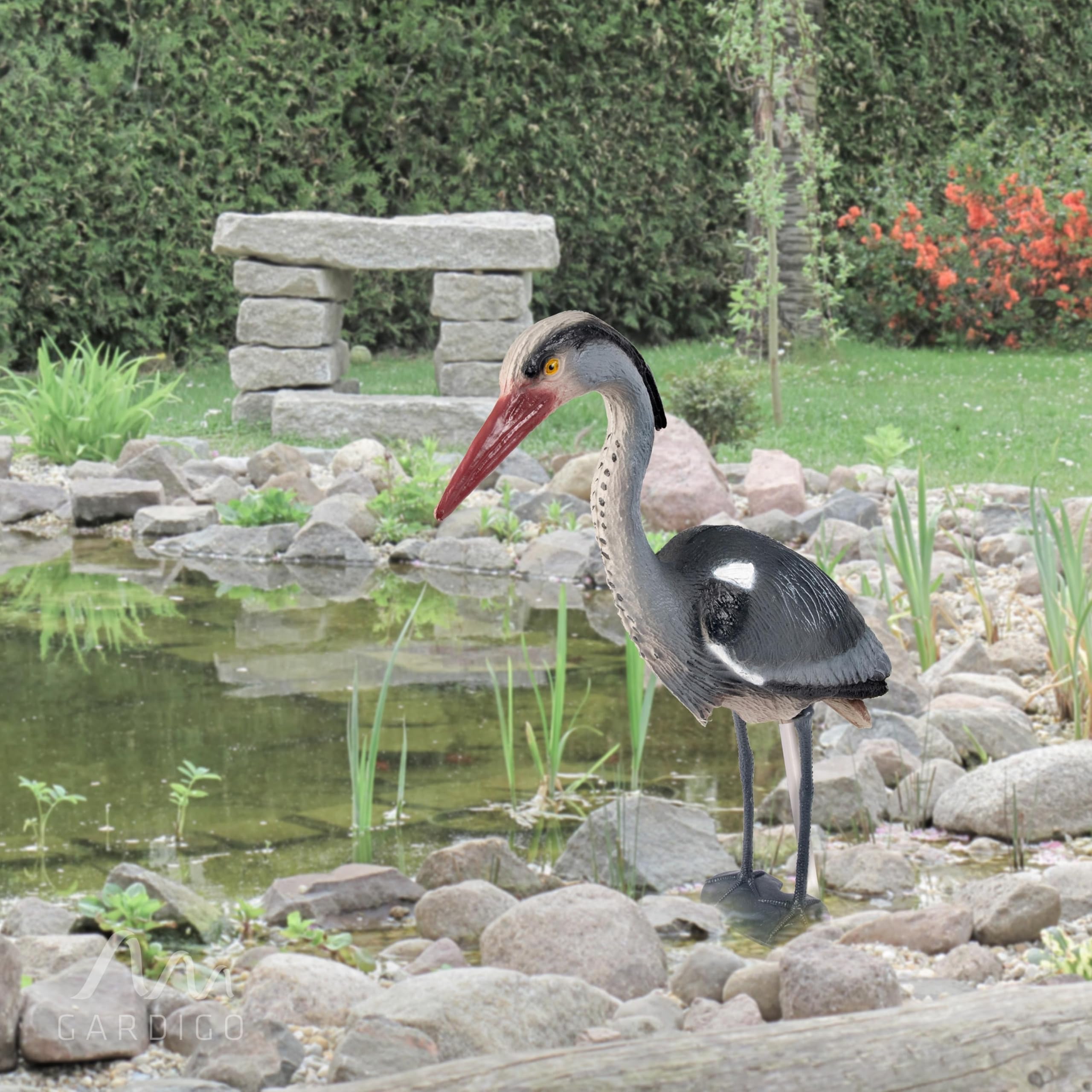 gardigo-vogel-frei-fischreiher-figur-mit-erdspie-teich image 4