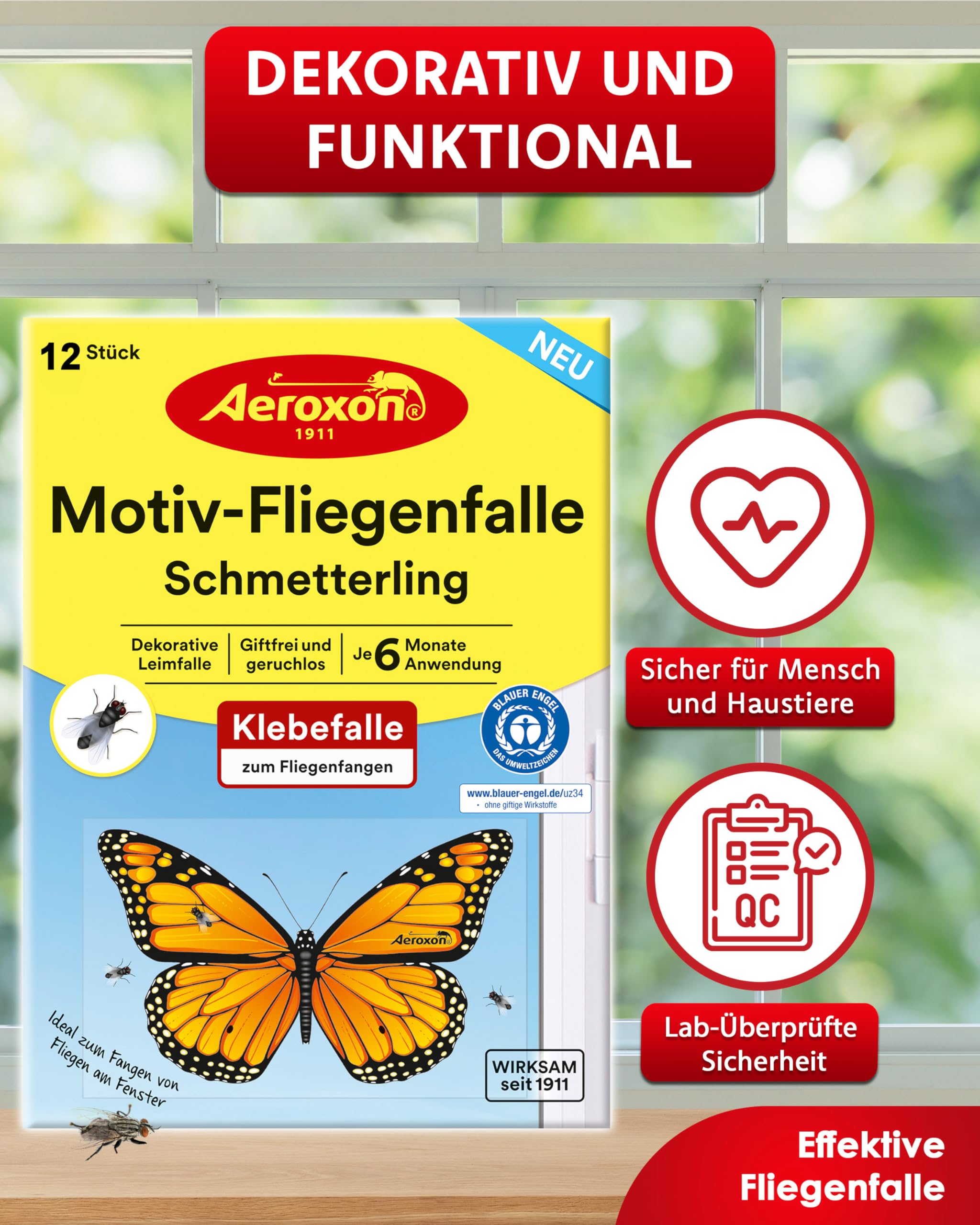 aeroxon-motiv-fliegenfalle-schmetterling-12er-fenster-klebefalle image 2
